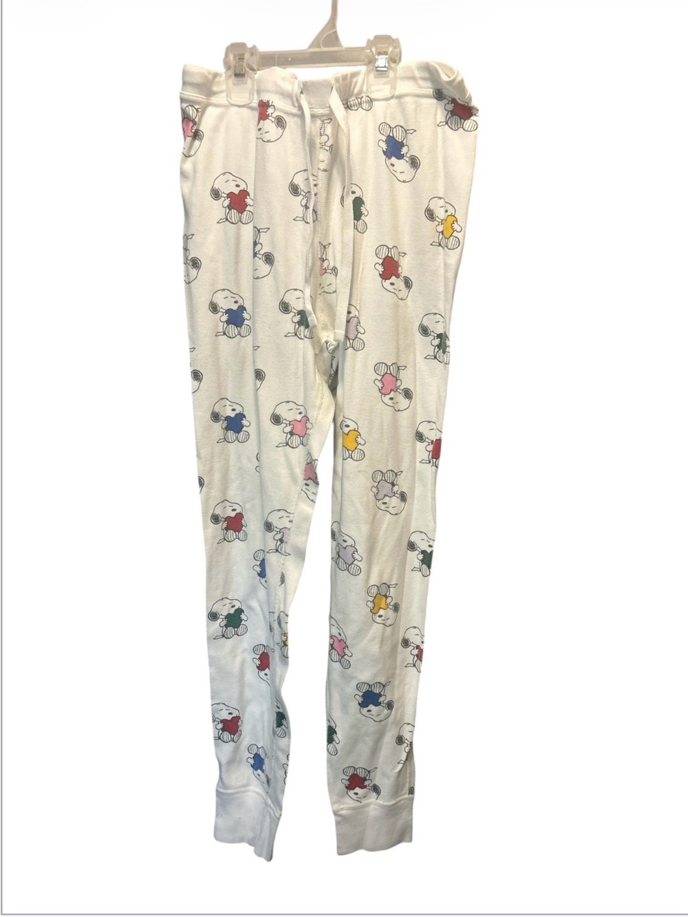 Hanna Andersson Peanuts Snoopy Pajama Pants Womens L Large Organic Cotton White